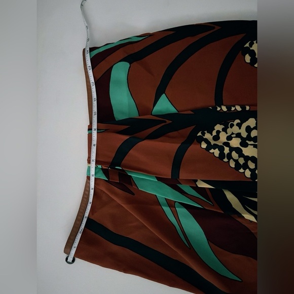Johanna Ortiz CAPTIVATING STYLE SILK MIDI SKIRT IN RUST & TURQUOISE SZ 0 - Picture 4 of 14